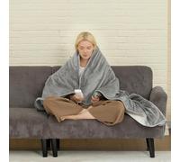 HOMCOM Heated Throw with Ultra Soft Velvet, Electric Blanket, Grey - Flannel - Grey