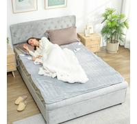 HOMCOM Electric Heated Blanket Throw 140 x 160cm with Dual Controllers, Machine Washable Heated Throw Blanket with Ultra Soft Velvet-Feel Fabric, 5 Heating Levels, 10 Hour Timer, Grey