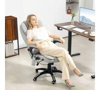 HOMCOM Heated Vibrating Massage Chair with Reclining Function, Light Grey