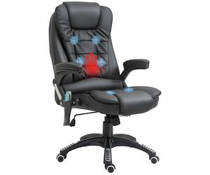 HOMCOM Heated Vibrating Massage Office Chair with Reclining Function - Black | TJ Hughes
