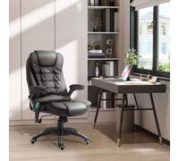 HOMCOM High Back Pu Leather Massage Office Chair With Tilt and Reclining Function Executive Office Chair With Massage and Heat - Brown, Brown