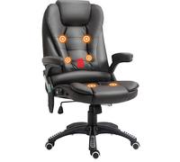 HOMCOM High Back Pu Leather Massage Office Chair With Tilt and Reclining Function Executive Office Chair With Massage and Heat - Brown, Brown