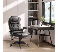 HOMCOM High Back Pu Leather Massage Office Chair With Tilt and Reclining Function Executive Office Chair With Massage and Heat - Brown, Brown