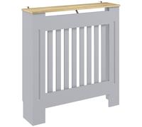 HOMCOM Heater Cover, Radiator Cover Slatted Painted MDF Lined Grill Grey, 78L x 19W x 81H cm