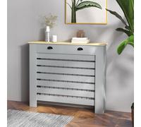 HOMCOM Heating Radiator Cover with Drawer, MDF Wood, Horizontal Slat in Grey HOMCOM Grey