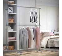 Homcom Heavy Duty Adjustable Clothes Hanger Storage Clots Rail Garments Shelf In Grey Grey