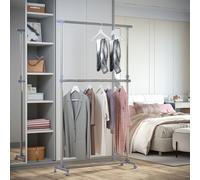 HOMCOM Heavy Duty Adjustable Clothes Hanger Storage Clots Rail Garments Shelf in Grey HOMCOM Grey