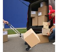 HOMCOM Heavy Duty Aluminium Foldable Hand Truck Trolley, 70KG Load Capacity - Silver Tone