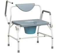 HOMCOM Heavy Duty Commode Toilet Chair with Flip-Up Arms, Height Adjustable | 200kg Capacity, Bedside Commode, 58 cm Wide Seat, Toilet Safety Frame with Removable Bucket, Backrest for Elderly, Seniors