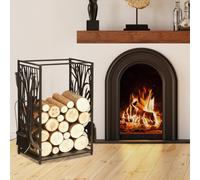 Homcom Heavy Duty Firewood Log Rack Wood Storage Holder W/ 4 Tools Steel In Black Black