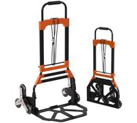 Homcom Heavy Duty Foldable Trolley On Wheels, Black And Orange Multi