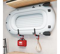 HOMCOM Kayak Wall Mount Rack Heavy Duty Storing Storage Hangers Canoe W/ Fixings - 37 x 44 cm - Iron, PVC - Red