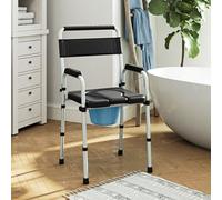 Homcom Height Adjustable Commode With Arms And Back, Black