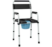 HOMCOM Height Adjustable Commode with Arms and Back, Black