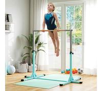 HOMCOM Height Adjustable Gymnastics Horizontal Bar For Kids Home Gym Training Children Junior Kip High Bar Fitness, Light Blue Blue