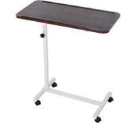 HOMCOM Portable Overbed/Chair Table Sofa Side Notebook Laptop Desk PC Stand Height Adjustable w/ Lockable 4 Castors & Wooden Top - Brown Aosom UK