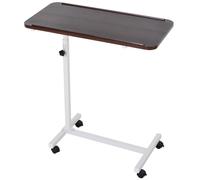 HOMCOM Portable Overbed/Chair Table Sofa Side Notebook Laptop Desk PC Stand Height Adjustable w/ Lockable 4 Castors & Wooden Top - Brown Aosom UK