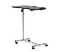 HOMCOM Height Adjustable Over Bed Table with Wheels, C Shaped Laptop Desk, Portable Hospital Bed Table for Living Room, Bedroom Black