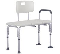 HOMCOM Height Adjustable Shower Chair, Non Slip Bath Transfer Bench for Elderly, Disabled with Armrest and Backrest, 300 lbs Capacity, White