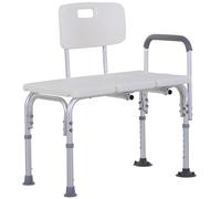 HOMCOM Height Adjustable Shower Chair with Suction Cup Feet Armrest Backrest