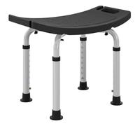 HOMCOM Height Adjustable Shower Stool Aluminium Non-Slip for Elderly Black
