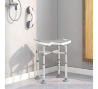 HOMCOM Height Adjustable Shower Stool with Suction Grab Rail U-Shaped Padded Seat in Grey HOMCOM Grey