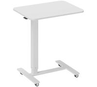 HOMCOM Height Adjustable Standing Desk, Pneumatic Sit Stand Desk for Laptop, Mobile Overbed Table with Wheels for Home Office, White