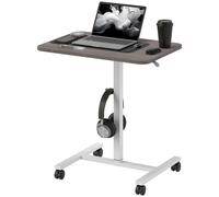 Homcom Pneumatic Height Adjustable Standing Desk With Wheels And Headphone Hook In Grey Grey One Size