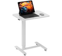 HOMCOM Height Adjustable Standing Desk with Wheels for Home Office, White