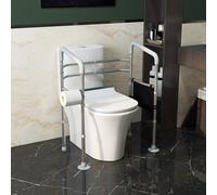HOMCOM Height & Width Adjustable Toilet Frame Grab Bar with Tips Storage in Silver HOMCOM Silver