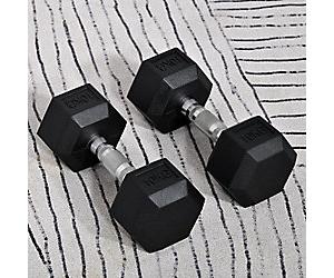 Homcom Hex Dumbbell Rubber Weights Set 2 x 10 kg
