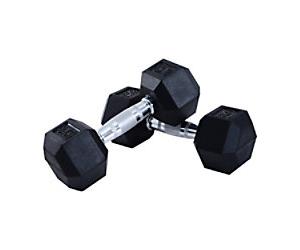Homcom Hex Dumbbell Rubber Weights Set 2 x 5kg