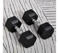 HOMCOM Hexagonal Dumbbells Kit Weight Lifting Exercise for Home Fitness 2x10kg