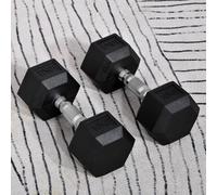 Hex Dumbbells Set Rubber Dumbbells Weight Lifting Equipment Fitness Home Gym - HOMCOM | TJ Hughes Black