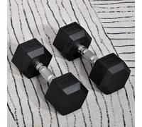 Hex Dumbbells Set Rubber Dumbbells Weight Lifting Equipment Fitness Home Gym - HOMCOM | TJ Hughes Black