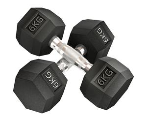 HOMCOM Hexagonal Dumbbells Kit Weight Lifting Exercise for Home Fitness 2x6kg