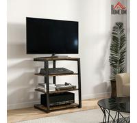 HOMCOM HiFi Rack Stand w/ 4-Tier Record Player Stand Dark Grey - Rustic Brown
