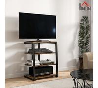 Homcom Hifi Rack Stand W/ 4-Tier Record Player Stand, Rustic Brown