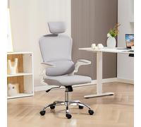 HOMCOM High Back Mesh Computer Desk Chair with Lumbar Support, Grey HOMCOM Grey