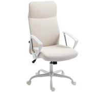 HOMCOM High Back Office Chair, Computer Desk Chair for Home, Cream White HOMCOM White