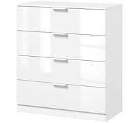 HOMCOM High Gloss 4-Drawer Chest of Drawers, Space-Saving Bedroom Storage Unit with Smooth Runners, White