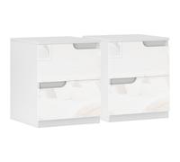 HOMCOM High Gloss Bedside Table Set of 2 - White