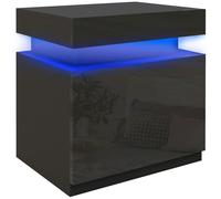 High Gloss Bedside Table with LED Light and 2 Drawers, Black HOMCOM Black One Size