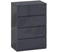 HOMCOM High Gloss Chest of Drawers, 4-Drawer Storage Cabinets, Modern Dresser for Bedroom, Grey