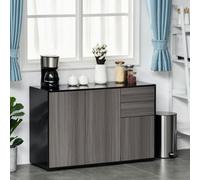 HOMCOM Push-Open Cabinet with Two Drawers Grey | TJ Hughes