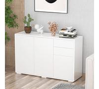 HOMCOM Side Cabinet With 2 Door Cabinet And 2 Drawer For Home Office White, White