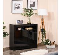 Homcom High Gloss Led Cabinet Cupboard Sideboard Console With Rgb Lighting In Black Black One Size