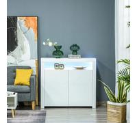 Homcom High Gloss Led Cabinet Cupboard Sideboard Console With Rgb Lighting In White White One Size