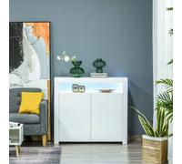 HOMCOM Modern High Gloss RGB LED Cabinet Cupboard Sideboard Console Black - White