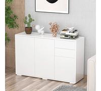 HOMCOM Side Cabinet With 2 Door Cabinet And 2 Drawer For Home Office White, White